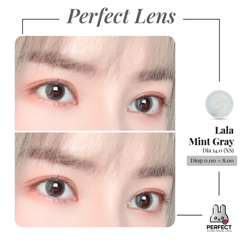 Lens Mắt , Kính Áp Tròng LALA MINT GRAY  Độ Cận và Không Độ , DIA 14.0 , Cho Mắt Nhạy Cảm Giá Sale