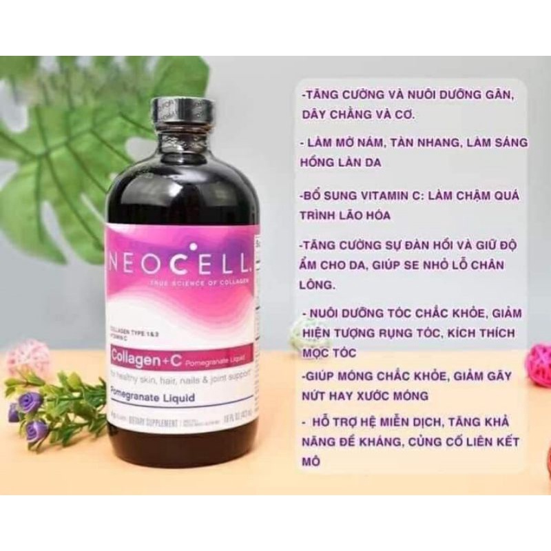 Date mới - Nước Collagen Lựu NeoCell  Collagen + C Pomegranate Liquid của Mỹ 4000mg 473ml