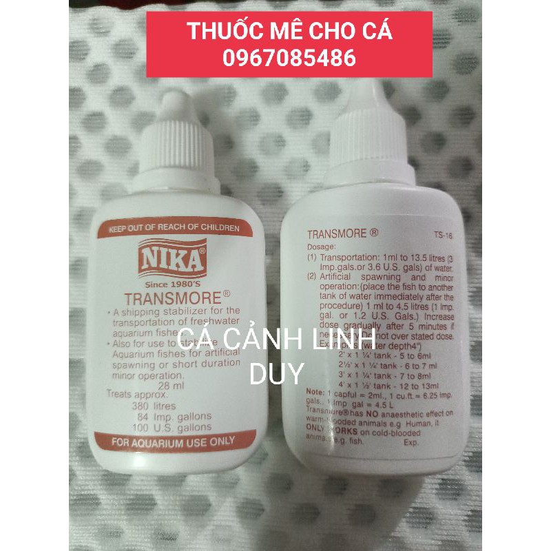 Thuốc mê cho các loại cá Nika 28ml