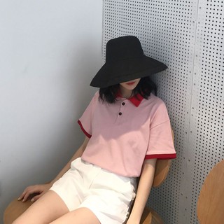 Order áo polo nữ dáng rộng phối màu ulzzang