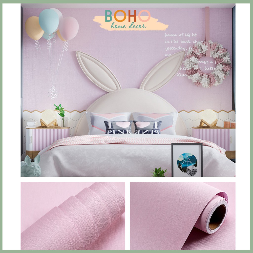 1 mét Giấy dán tường Hàn Quốc cao cấp khổ 60cm có sẵn keo Màu hồng nhạt