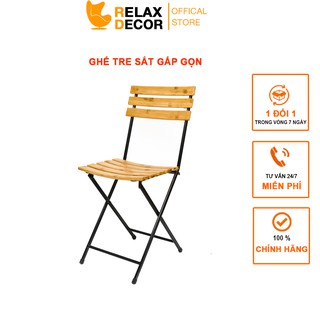 Ghế Khung Sắt Nan Tre  Gấp Gọn Relax Cafe Trang Trí Ban Công Cafe Tiện Dụng Hiện Đại