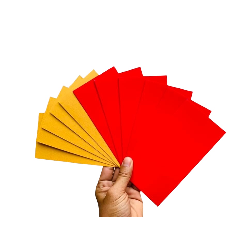 BAO LÌ XÌ TRƠN GIẤY NHUNG ĐỎ VÀ GIẤY MỸ THUẬT VÀNG ÁNH KIM