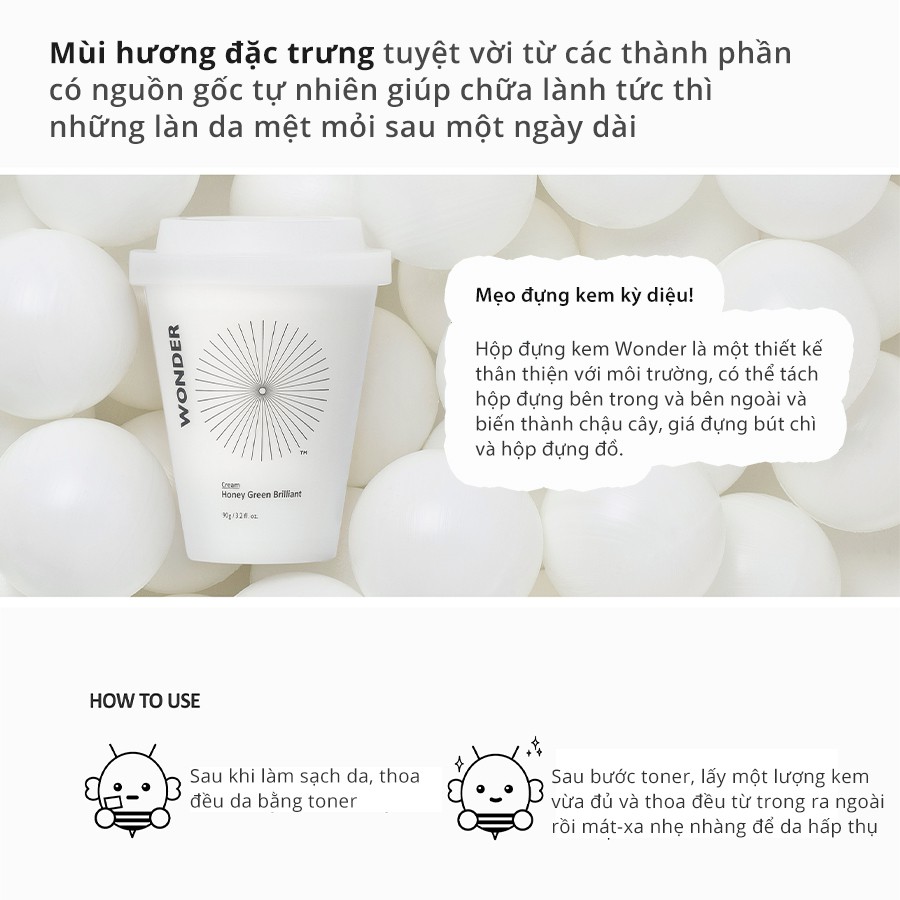 Kem Dưỡng Trắng Da HARUHARU WONDER HONEY GREEN BRILLIANT CREAM_Mỹ phẩm Hàn Quốc chính hãng