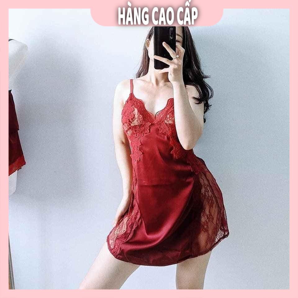 Váy ngủ lụa sexy hai dây phối ren hông gợi cảm (3 màu) | BigBuy360 - bigbuy360.vn
