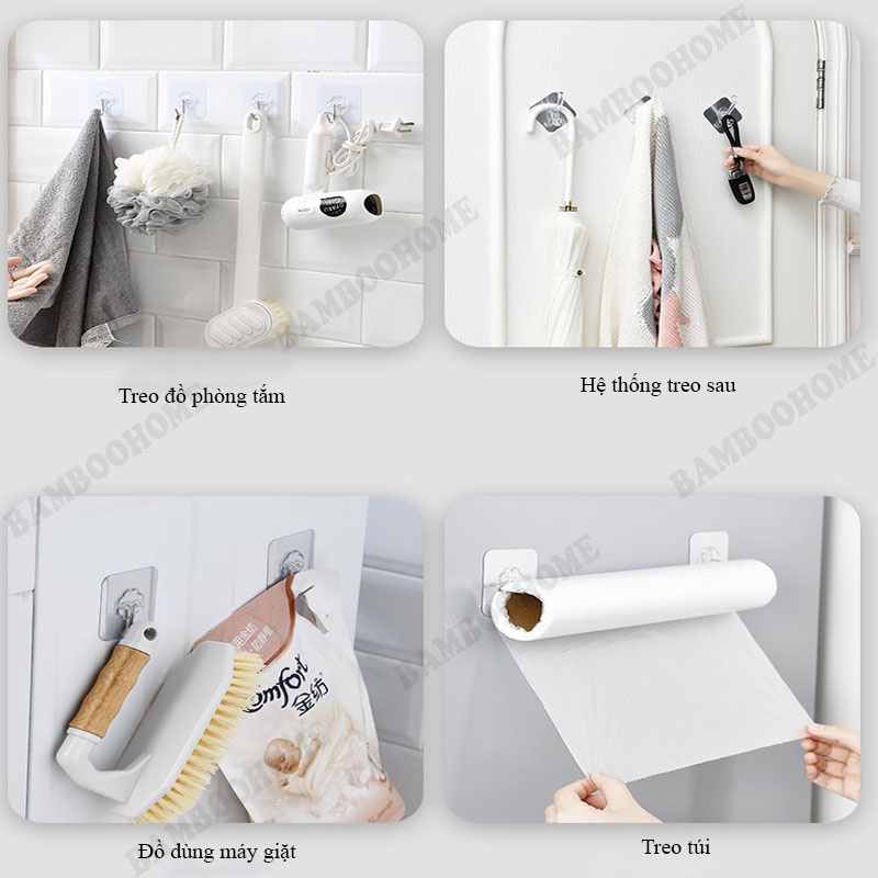 Móc dán tường treo quần áo siêu dính siêu chắc đa năng Bamboo Home