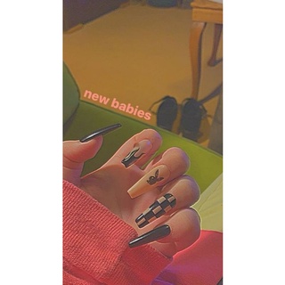 Nailbox thiết kế vẽ caro mix lửa tặng kèm keo dũa