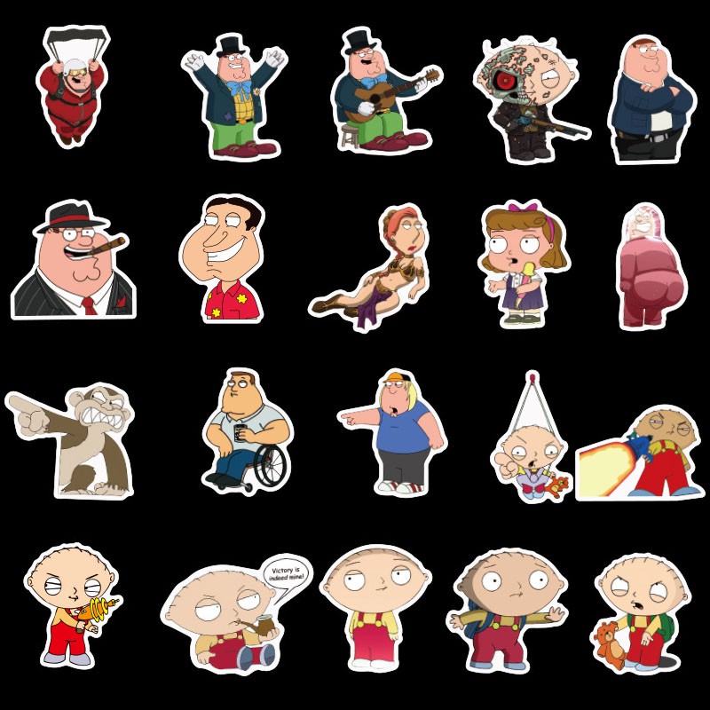 Set 100 miếng dán chống thấm nước hình nhân vật trong Family Guy độc đáo