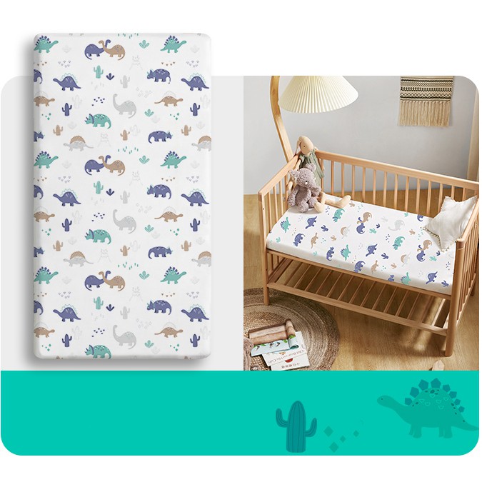 Ga Bọc Chống Thấm Bọc Đệm Cũi Cho Bé Bằng Vải Cotton Dệt Kim Thoáng Mát, Thoát Mồ Hôi KUB