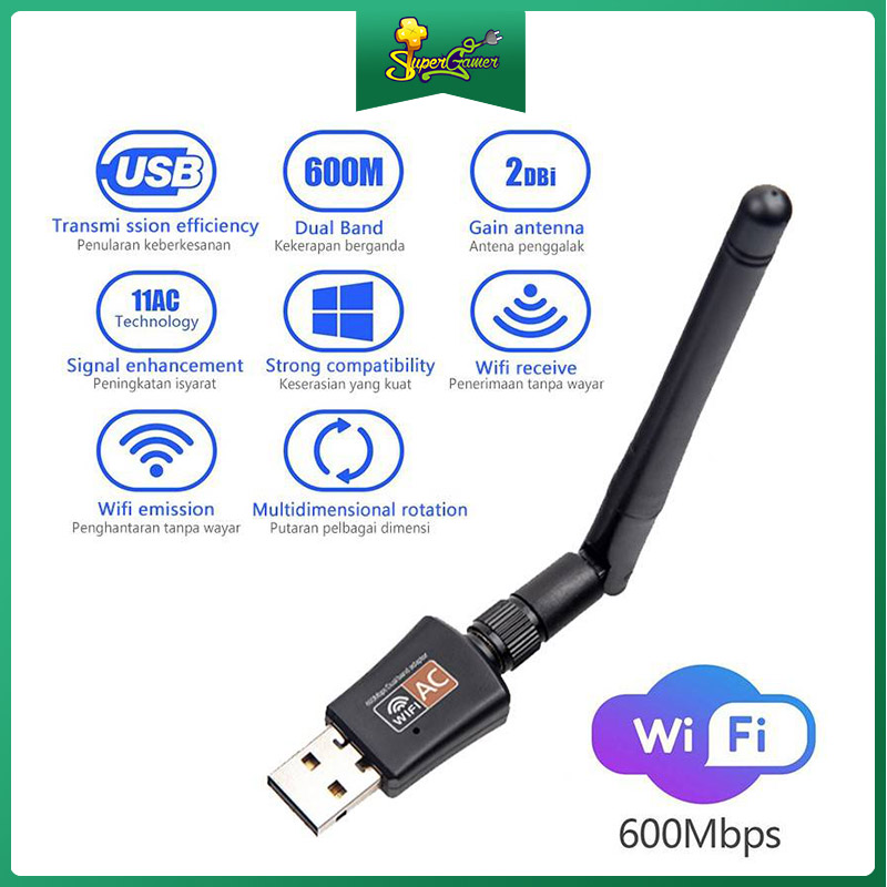 Usb Thu Sóng Wifi Băng Tần Kép 600mbps 1200m 150m 2.4 / 5g | BigBuy360 - bigbuy360.vn