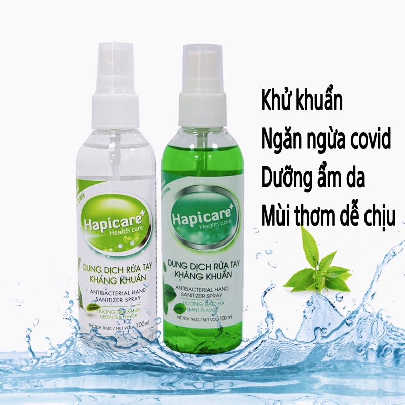 Nước xịt sát khuẩn rửa tay khô mini Hapicare 100ml