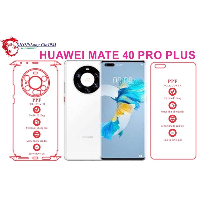 Huawei Mate 40 Pro Plus miếng dán trong Ppf mặt sau và mặt trước chống va đập chống trầy xước