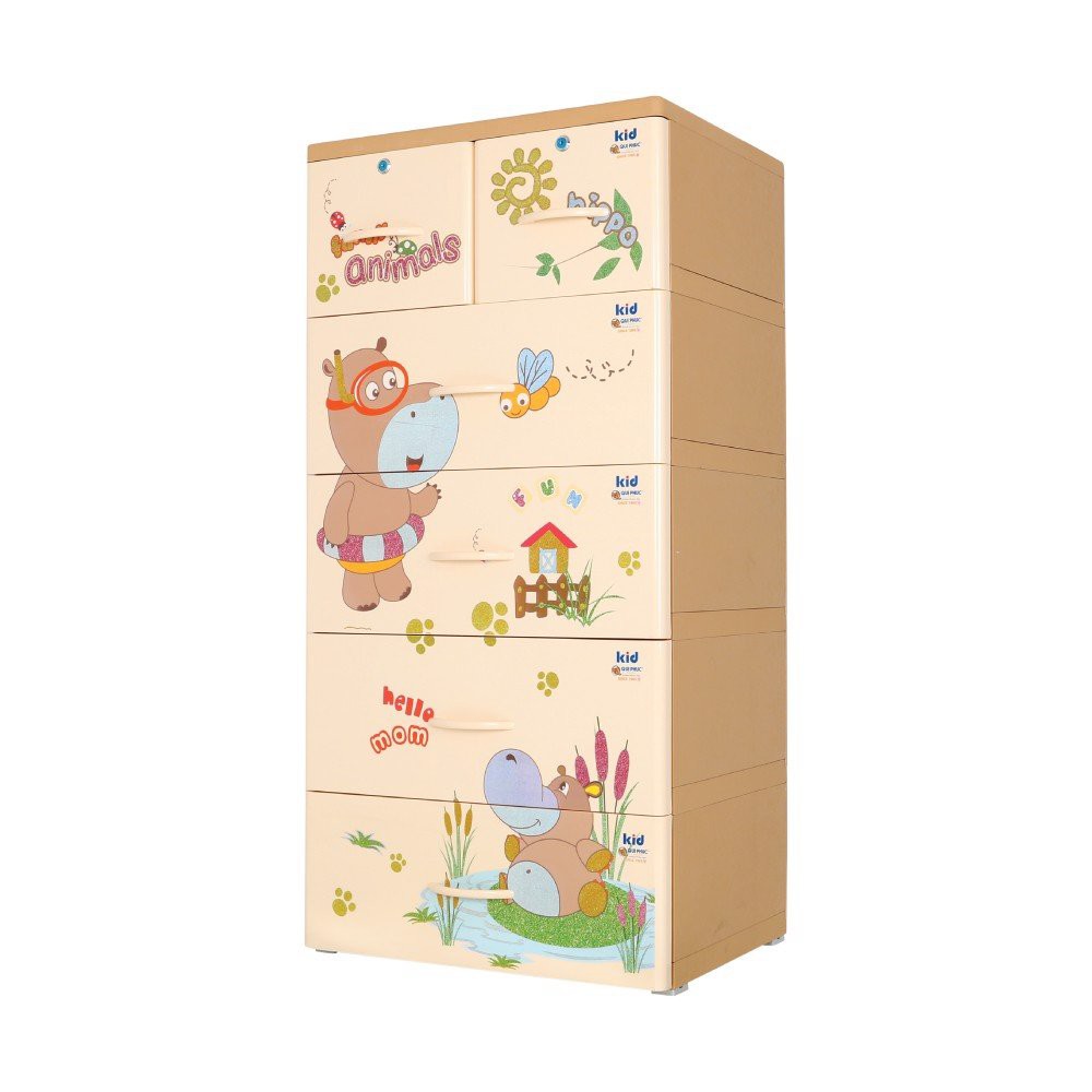 TỦ NHỰA QUI PHÚC KID HÀ MÃ  5 TẦNG 6 NGĂN 60 x 47 x 130 Cm- TẶNG BÀN XẾP CHO BÉ- BẢO HÀNH NHỰA LÊN TỚI 10 NĂM