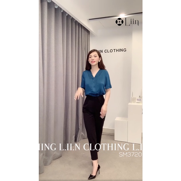 Áo sơ mi cộc tay màu xanh Coban Cổ V Liin Clothing SM3720