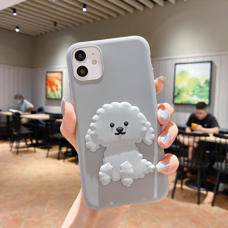 Ốp điện thoại TPU mềm trang trí hình chó Teddy cho Realme C20 C17 C15 C3 Narzo 30A  5 6i OPPO A15S A15