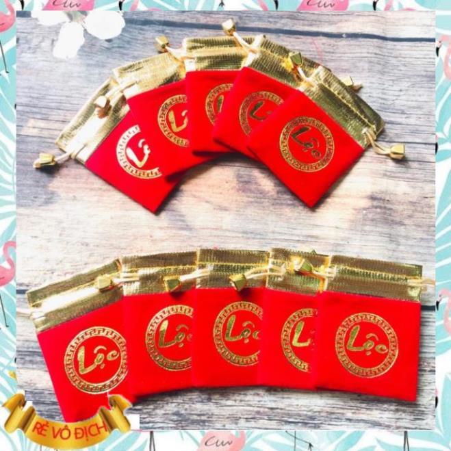 Túi gấm đỏ in chữ PHÚC / LỘC may mắn chiêu tài rước lộc, rất hợp phong thủy để lưu trữ đồ phong thủy ...