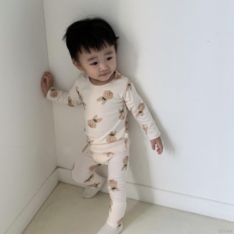 Bộ đồ ngủ mềm mại họa tiết hoạt hình dễ thương phong cách Hàn Quốc thoải mái cho bé