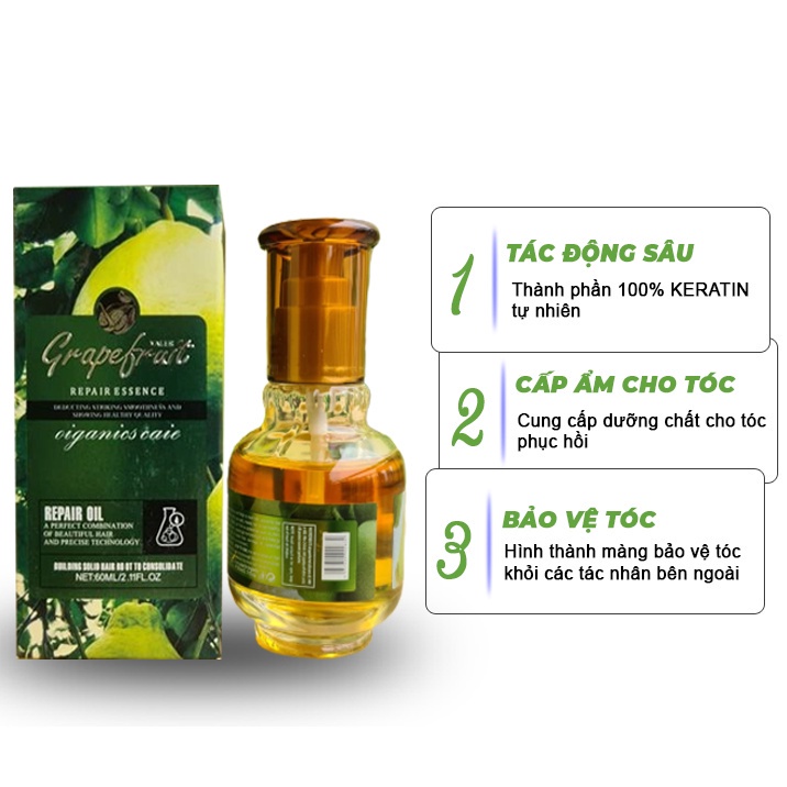 Tinh dầu bưởi dưỡng tóc VALERT GRAPEFRUIT 60ml - Serum Bưởi mọc tóc tự nhiên, chống rụng tóc