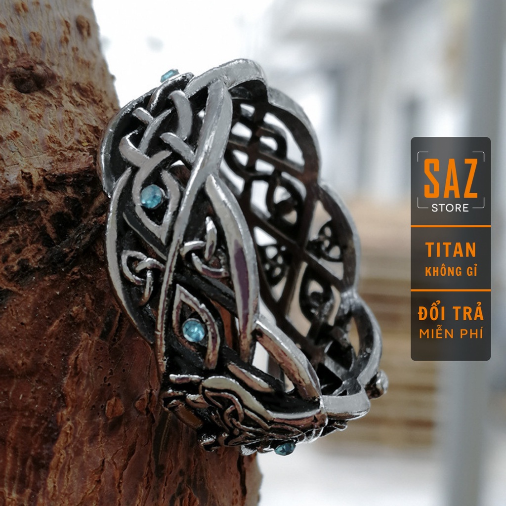 Nhẫn nam nữ tròn SAZ màu bạc thời trang chất Titan đẹp đơn giản không gỉ - Nhẫn RU