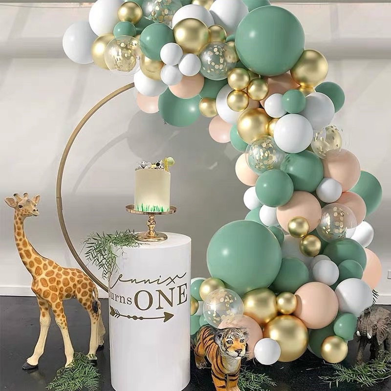 Set Bóng Bay Trang Trí Tiệc Tone Màu Xanh Macaron Có 114 Quả Bóng, Combo Bóng Trang Trí Gồm Đủ Phụ Kiện