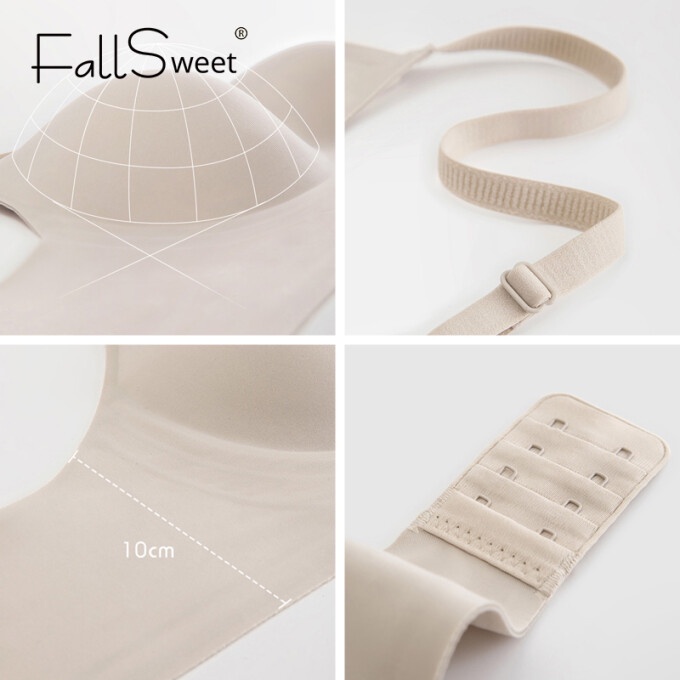 Áo ngực Fallsweet mềm mại cổ chữ V sâu liền mạch nâng ngực không dây dành cho nữ cỡ S-XL