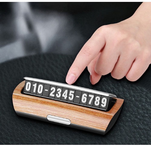 Bảng ghi số điện thoại Vân Gỗ sang trọng để trên taplo xe ô tô, xe hơi