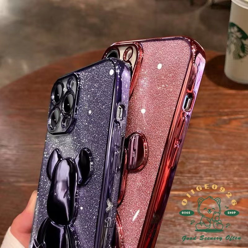 Ốp Điện Thoại Tpu Mềm Mạ Điện In Hình Gấu Bạo Lực Có Ngăn Đựng Thẻ Cho Iphone 14 / 13 / 12 11 Proamx / Xs Max Xr X 8 7Plus