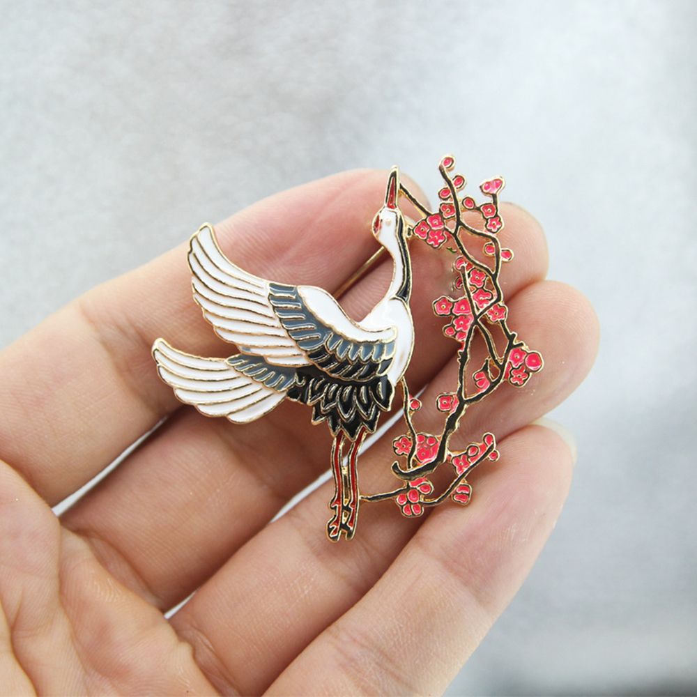 Ghim Cài Áo Trang Trí Hình Chim Hạc Dễ Thương Bắt Mắt Sành Điệu