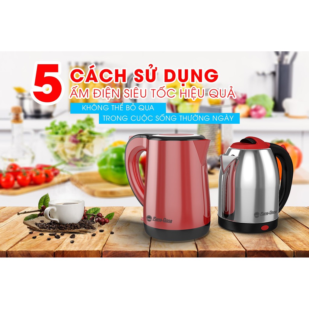 Ấm điện siêu tốc bình cắm điện đun nước siêu nhanh RẠNG ĐÔNG 1,7 lít RD - AST17P1