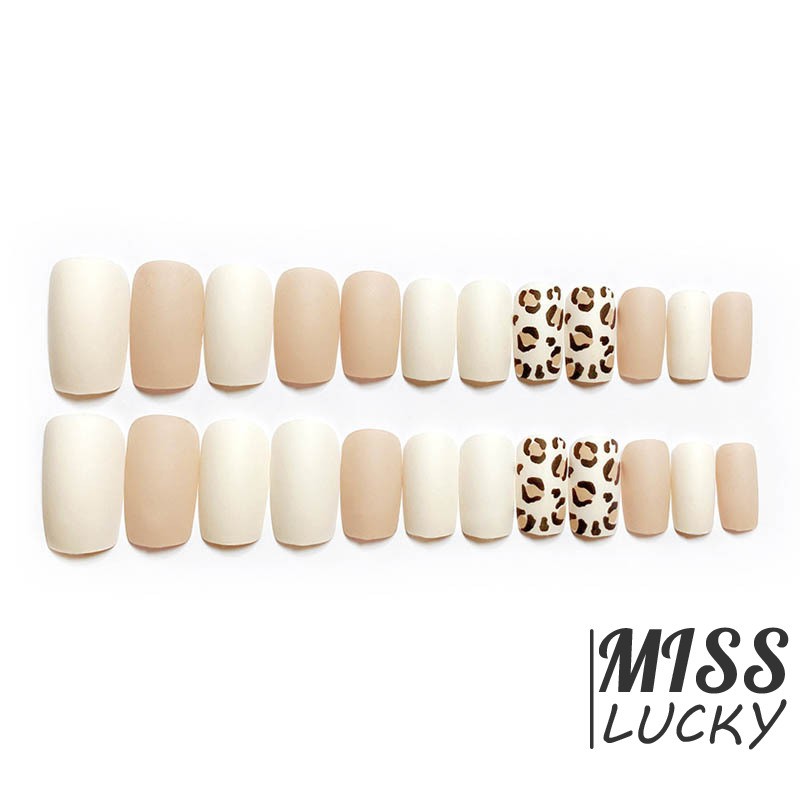 24 móng tay giả sơn màu da báo thời trang cá tính