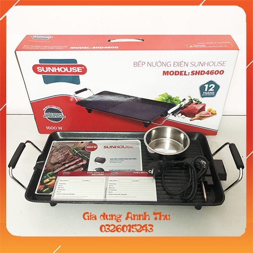 Bếp Nướng Điện SUNHOUSE SHD4600, Bếp Nướng Điện Sunhouse Không Khói, Tốc Độ Nướng Nhanh, Tiết Kiệm Đ