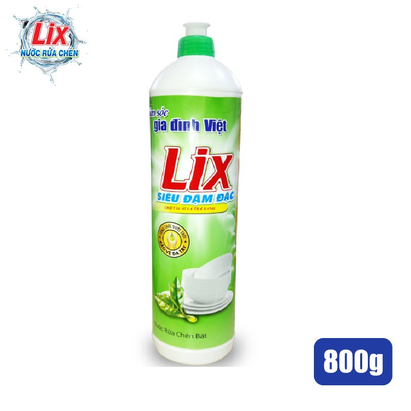 Nước Rửa Chén LIX 800ml Siêu Đậm Đặc Trà Xanh -TX80T