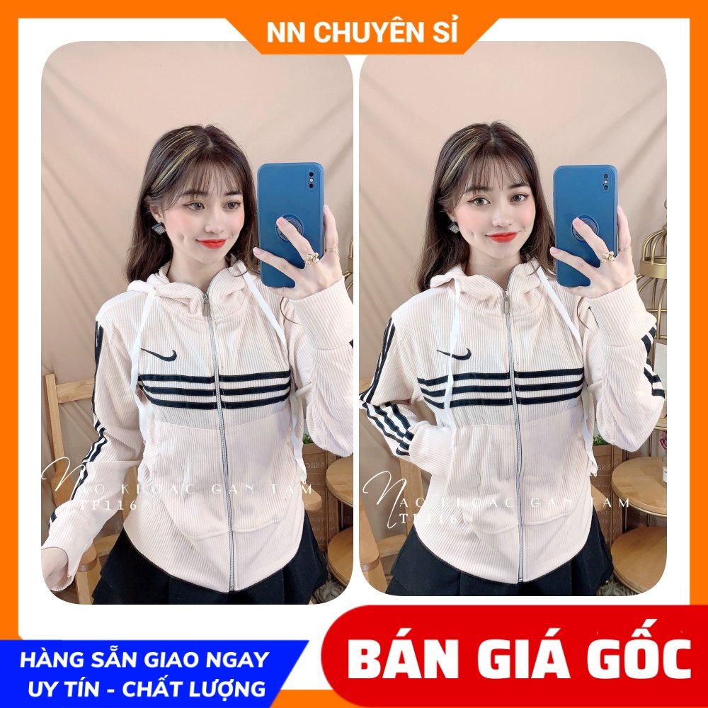 Áo khoác chống nắng nữ có nón chất thun gân mềm, co giãn thêu chữ dễ thương TP116
