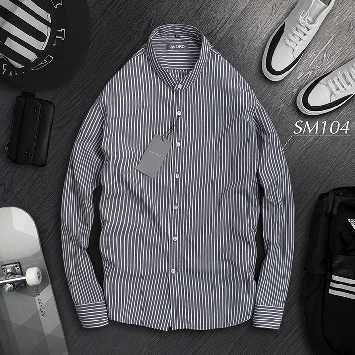 Áo Sơ Mi Nam Dài Tay Kẻ Sọc Cổ Tàu Thời Trang Cao Cấp | BigBuy360 - bigbuy360.vn