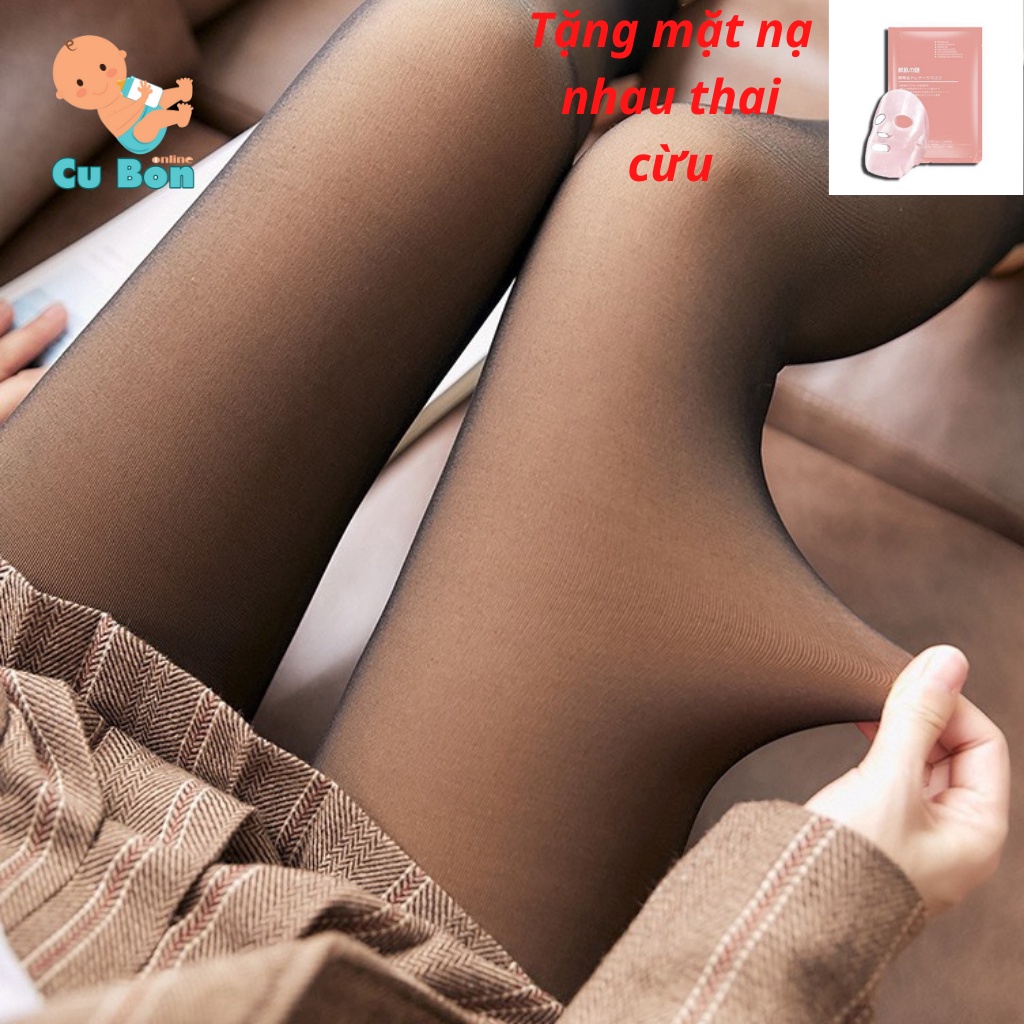 Quần Tất nữ dày lót nỉ 3D sexy che khuyết điểm giữ nhiệt cho mùa đông ấm đẹp 3D 6S JINGCUI tặng kèm mặt nạ