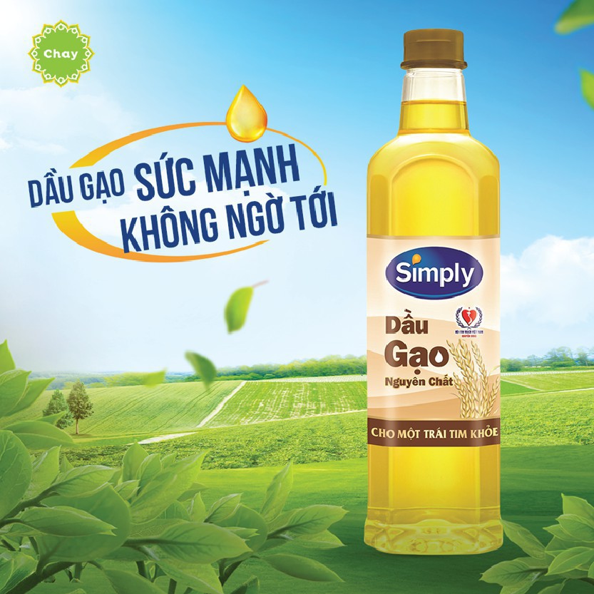 Dầu gạo lứt Simply chai 1L- an toàn cho sức khỏe