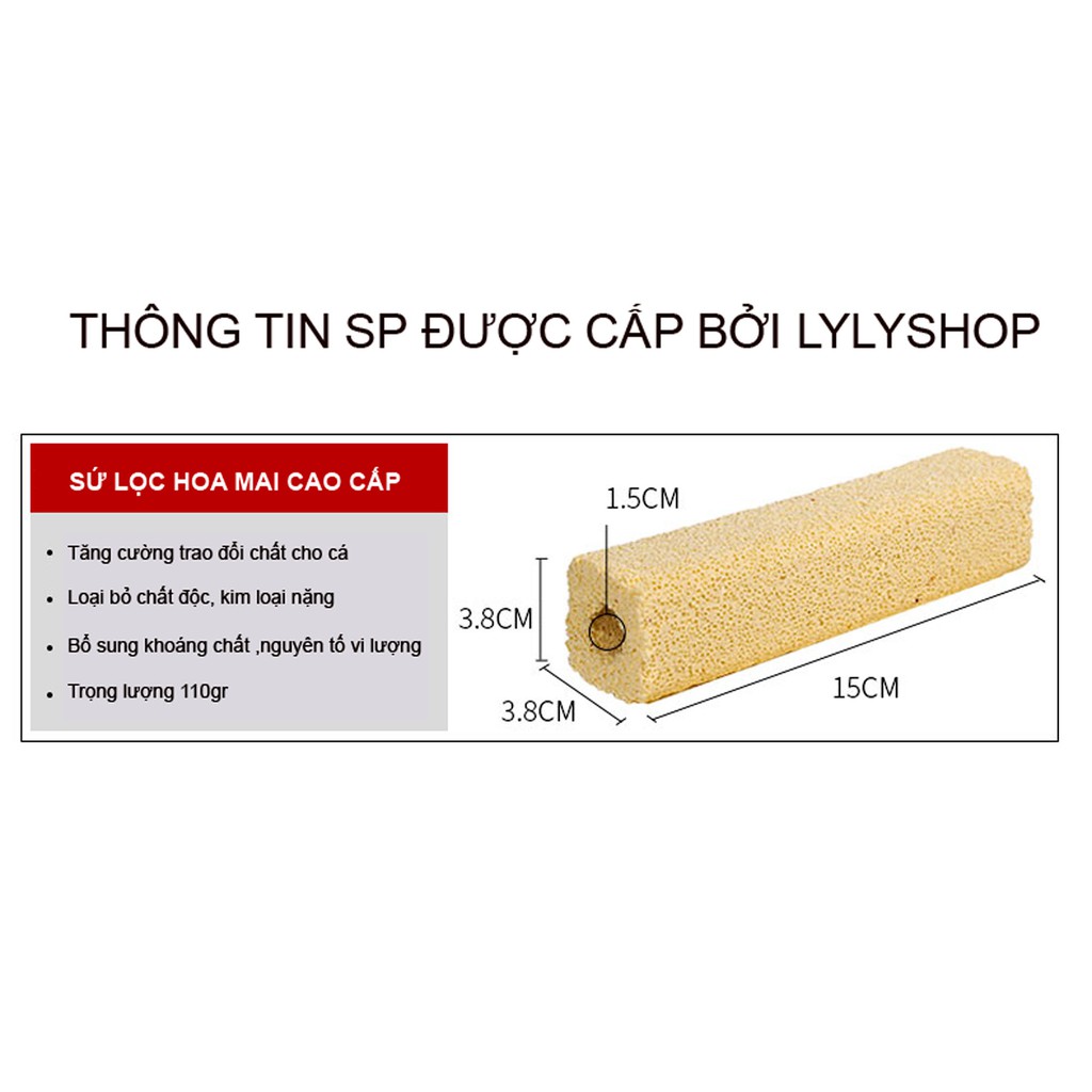 16 Sứ lọc thanh 15 x 3.8cm cao cấp, vật liệu lọc hồ cá, bể cá,loại bỏ kim loại nặng, bổ sung khoáng chất & nguyên tố