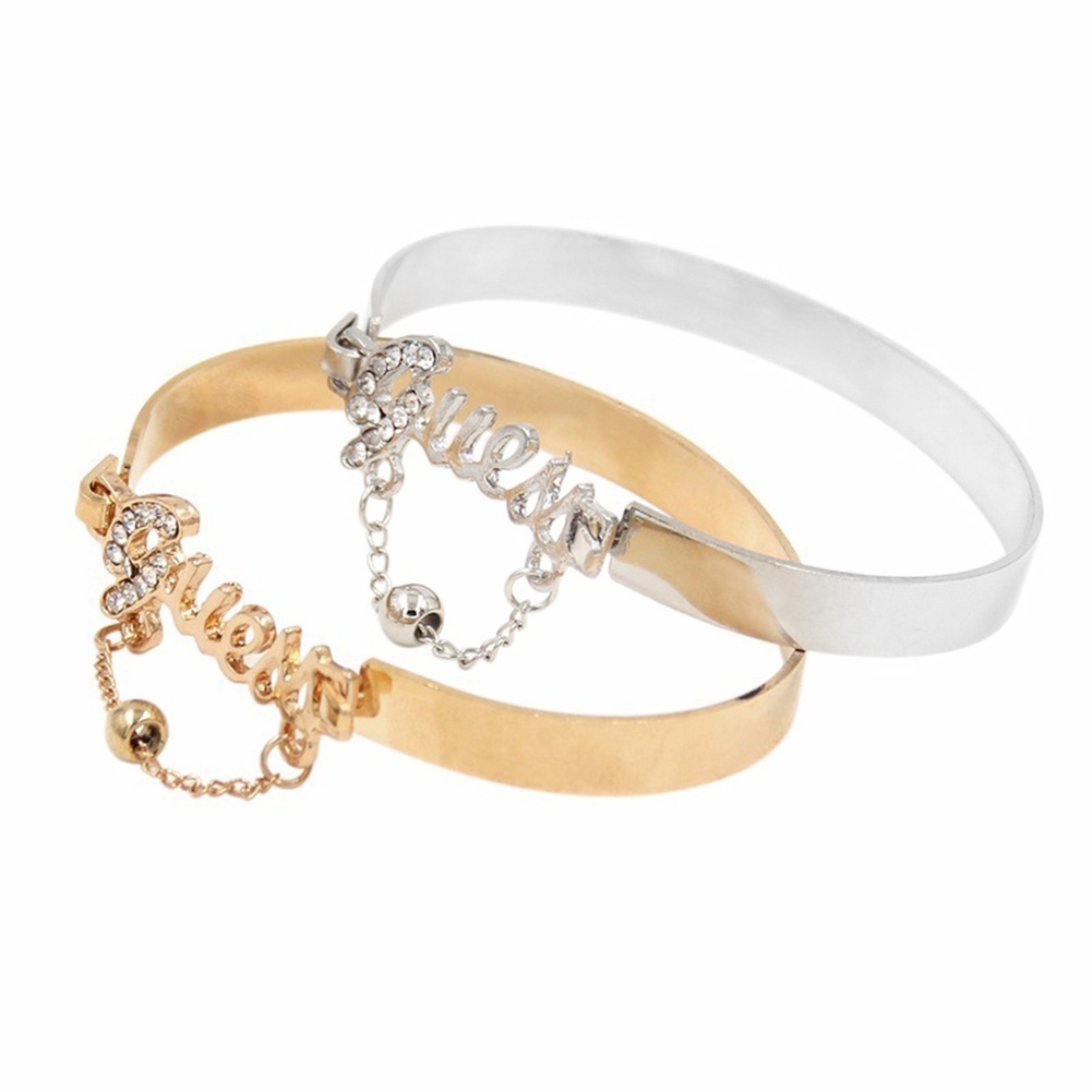 Vòng tay đính đá thiết kế chữ &quot;guess&quot; sang trọng cho nữ