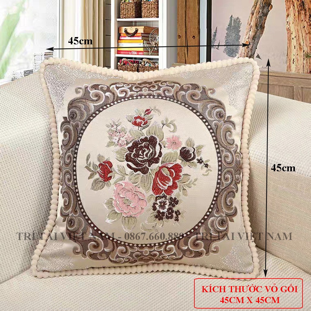 Vỏ gối tựa lưng sofa chất liệu catton, kích thước 45x45cm
