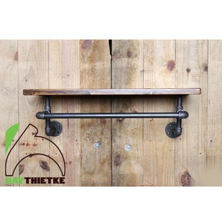 KỆ GỖ ỐNG NƯỚC GẮN TƯỜNG Có thanh treo đồ KON032