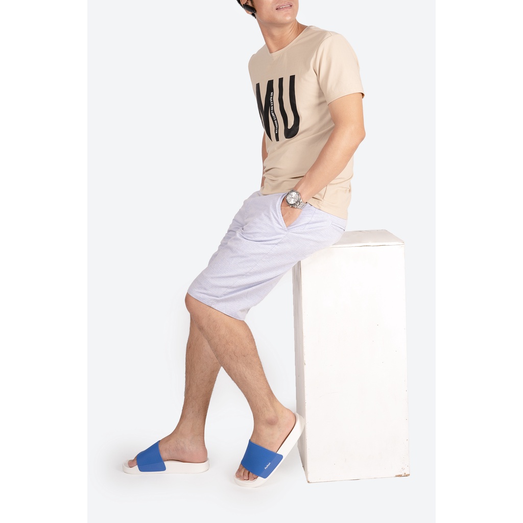Dép nam nữ quai ngang slipper Pathon quai PVC và đế PU trắng quai xanh dương Mẫu SD33