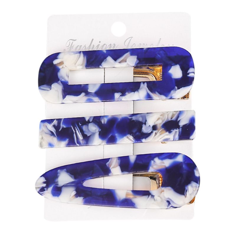 Set 3 Kẹp Tóc Họa Tiết Cẩm Thạch Thời Trang Cho Nữ