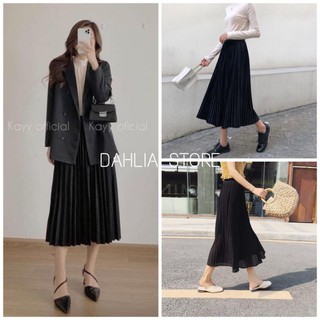 Chân váy xếp li dáng dài - Đầm midi chiffon kiểu dáng HQ siêu nữ tính