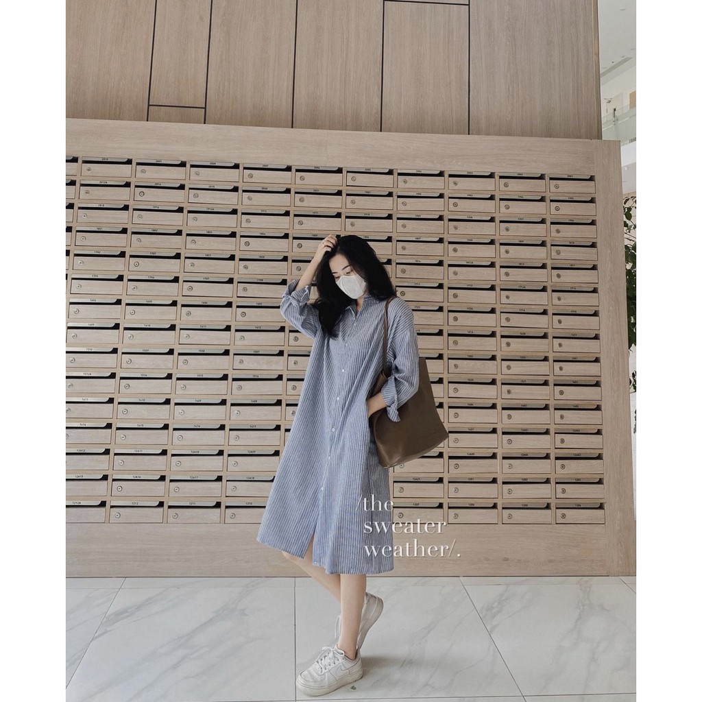 Váy Sơ Mi Nữ Dài Tay Kẻ Caro - BaoBao.Clothing [FREESHIP] -  Đầm khuy cài dáng dài qua gối thiết kế đơn giản | BigBuy360 - bigbuy360.vn