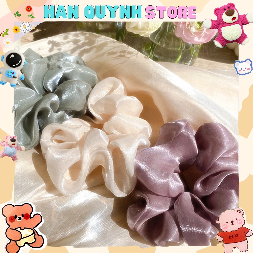 Dây Buộc Tóc Vải Scrunchies Phi Bóng Trơn Loại Đẹp .