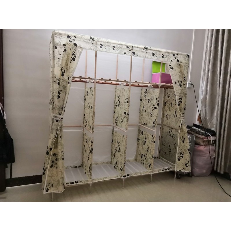 tủ đựng quần áo vải 4 buồng khung gỗ bọc nhựa to cỡ 20mm | BigBuy360 - bigbuy360.vn