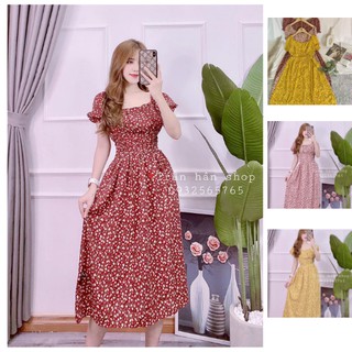 Váy hoa nhí - đầm suông hoa nhí chít eo tay bồng🦋ms:3005862