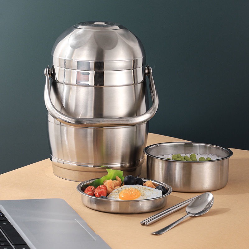 Cặp lồng inox cao cấp kèm bát màu trắng bạc 1.6 lit, 2.2 lít freeship