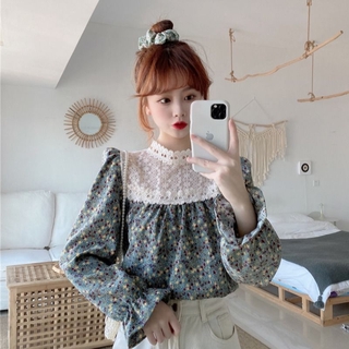 Áo Sơ Mi Tay Dài In Hoa Kiểu Pháp Thời Trang Xuân Thu Trẻ Trung
