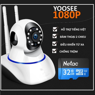 Camera Dùng App YYP2PYoosee 2 Ăngten A9LS 1080P Giám Sát Ngày Đêm + Thẻ Nhớ 32GB